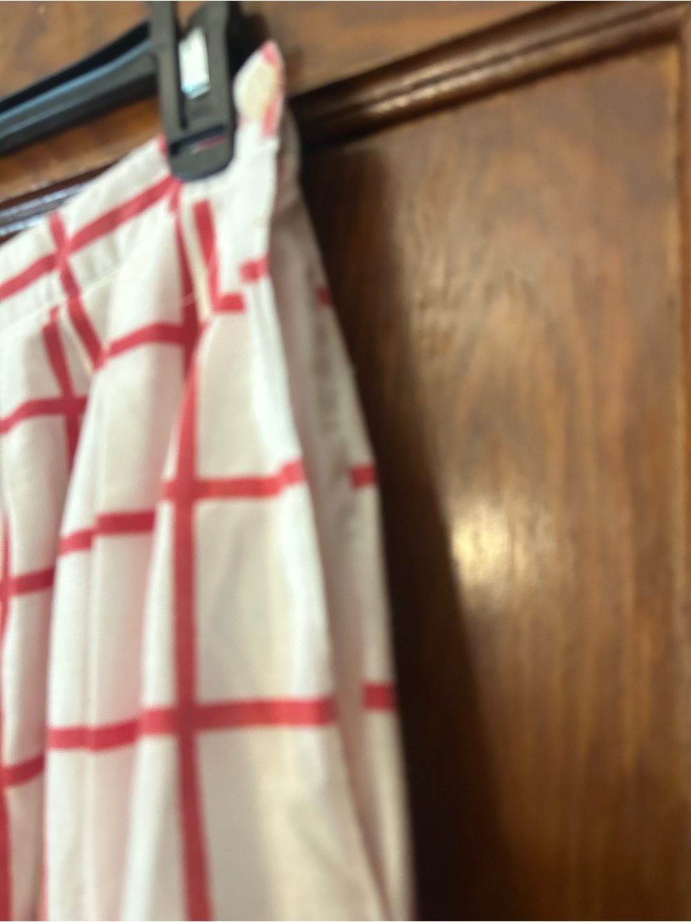 Vintage 80's Act III Window Pane Pleated Midi Skirt White Red Size 16 Medium - Picture 4 of 6